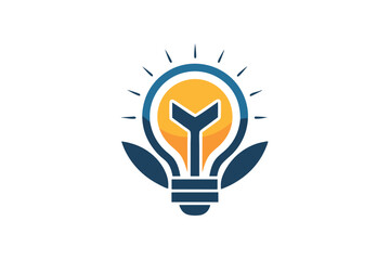 Poster - This logo creatively integrates a lightbulb and leaf design, illustrating innovation in sustainable practices, Incorporate a lightbulb icon into a minimalist logo design for an electronics company