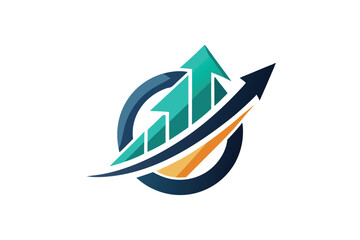 Poster - A modern graphic design illustrating upward movement with arrows representing growth and advancement, Incorporate a simple arrow motif into a sleek and modern logo for a financial planning company