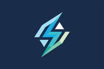 Poster - A creative design featuring a subtle lightning bolt symbol with angular elements in modern colors, Incorporate a subtle lightning bolt symbol into a minimalist logo design for a tech company
