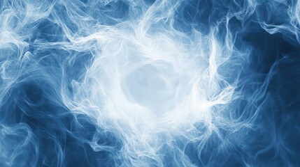 abstract swirling vortex of light blue and dark blue fractal patterns.