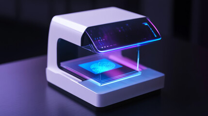Poster - modern fingerprint scanner with sleek design and vibrant lighting, showcasing advanced technology for secure identification