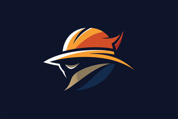 Poster - The artwork features a sleek minimalist logo creatively showcasing a fashionable hat in vibrant colors, Make a minimalist logo showcasing a trendy hat, minimalist simple modern vector logo design