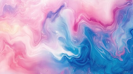 Poster - abstract swirling colors of pink and blue creating a dreamy, fluid background for design