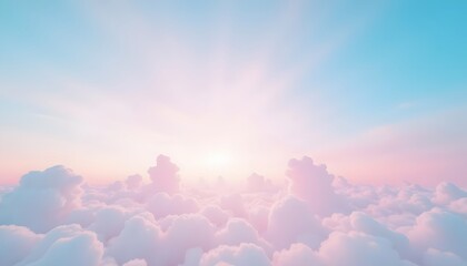 Wall Mural - Majestic pastel sky with clouds illuminated by sunlight during dawn or dusk