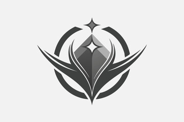 Poster - Monochromatic logo featuring subtle shimmer, showcasing elegant design elements and symmetry, Monochromatic logo with a subtle hint of shimmer, minimalist simple modern vector logo design