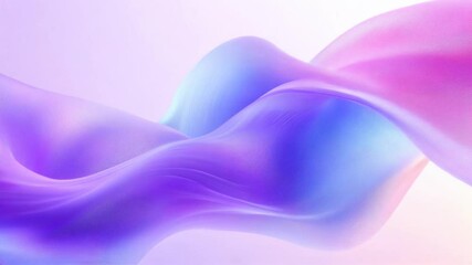 Poster - Colorful flowing fabric waves create a mesmerizing visual effect with gradients of purple and pink in soft atmospheric lighting