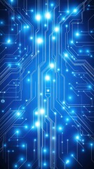 Poster - Abstract blue circuit design with glowing lights