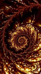 Poster - Golden fractal swirls animate in mesmerizing spiral pattern with luminescent effects