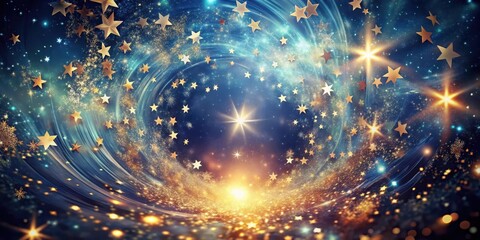 Wall Mural - cosmic dream scene with twinkling stars and sparkles in a vortex, dreamy, holiday, dreamy, holiday, 