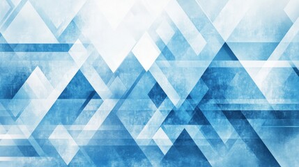 Poster - abstract blue geometric pattern with layered shapes creating depth and texture in a serene backgroun