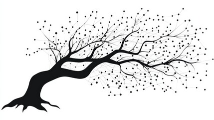 Poster - abstract depiction of a stylized tree with scattered dots, symbolizing growth and nature
