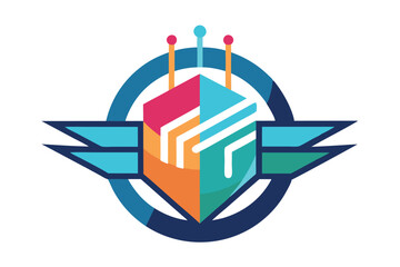 Poster - A striking logo featuring geometric shapes and colorful elements that convey a creative message, Simple yet impactful logo conveying the concept of digital advancement