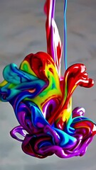 Poster - Vivid paint swirl dance: mesmerizing colorful fluid motion in abstract art