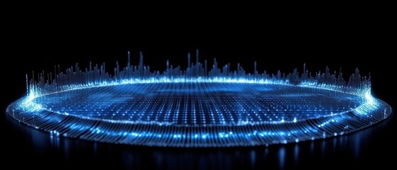 Poster - Futuristic city skyline with glowing data visualization