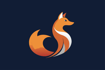Poster - This logo showcases a sleek, minimalist fox design with flowing lines that exude sophistication, Sophisticated logo with a minimalist representation of a pet's tail