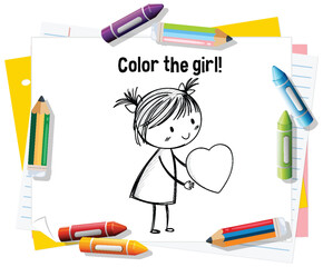 Wall Mural - Coloring Fun with Doodle Girl