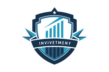Poster - An emblem features a unique design made with negative space, showcasing modern elements and a protective shape, Utilize negative space to create a unique emblem for an investment advisory firm