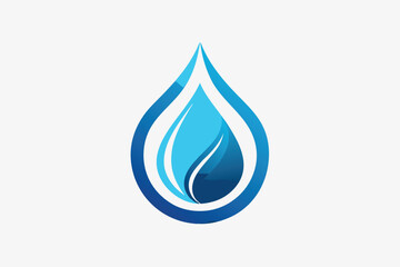 Poster - A sleek water droplet icon in blue tones, perfect for eco-friendly and innovative projects, Water droplet icon in a modern minimalist style, minimalist simple modern vector logo design