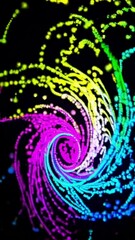 Poster - Vibrant swirling neon particle spirals showcase captivating dynamic motion
