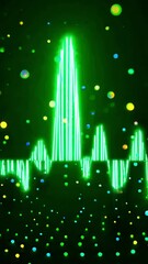 Poster - Dynamic neon soundwave visualization with pulsating dots and vibrant colors