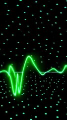 Poster - Dynamic neon waveforms pulsating against a digitized background