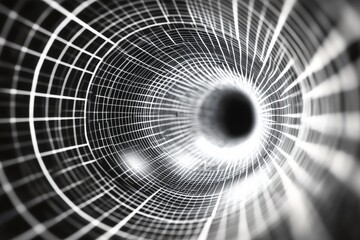 Aufkleber - Digital spiral tunnel design with intricate grid patterns and a glowing center