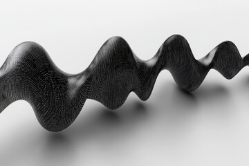 Poster - Unique black wave sculpture depicting fluidity and motion in a contemporary art setting