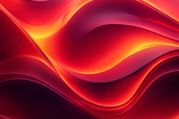 Poster - Abstract fluid shapes creating a vibrant red and orange wave pattern in a dynamic and modern art expression