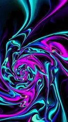 Poster - Mesmerizing neon swirl: vivid colors unite in hypnotic motion