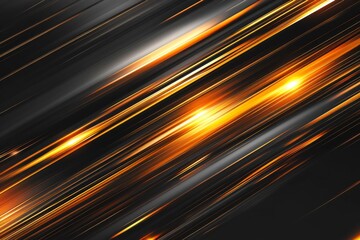 Poster - Abstract composition of vibrant orange and gold streaks against a black background creating a dynamic visual effect