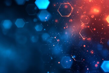 Aufkleber - Colorful hexagonal patterns create a dynamic abstract background with vibrant blue and orange tones