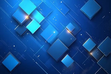 Aufkleber - Abstract blue geometric pattern with glowing elements created through digital design techniques