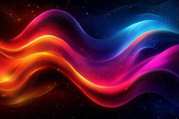 Aufkleber - Colorful abstract waves illuminated by light in a dark space background create a mesmerizing visual experience