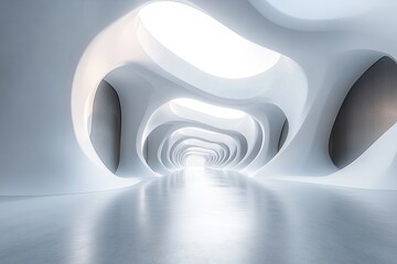 Poster - Unique abstract architecture showcases light and design in a modern corridor