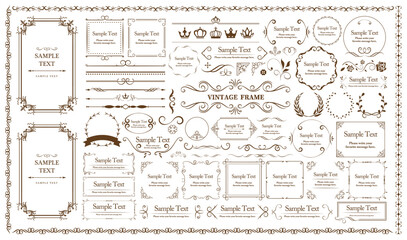 Fototapete - Set of Decorative vintage frames and borders set, antique ornate classic floral ornament. Vector design..eps