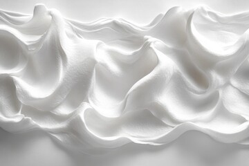 Poster - Delicate white fabric creates flowing waves against a smooth backdrop in soft lighting