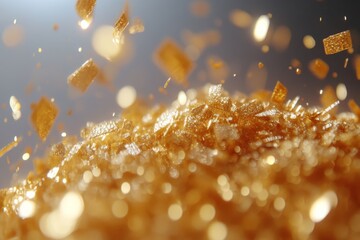 Aufkleber - Shimmering golden flakes scatter under bright light in an artistic display of color and texture
