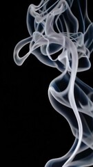 Poster - Elegant dance of white smoke twirls on a black background creating hypnotic patterns