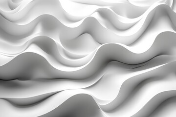 Poster - Soft white waves create a soothing flow, showcasing elegant curves and textures in a minimalistic design setting
