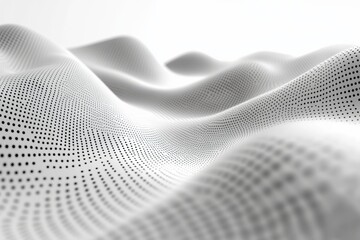 Aufkleber - Abstract pattern of soft white waves with black dots resembling a serene landscape