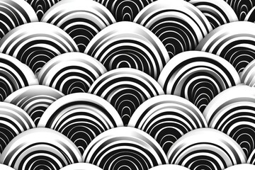 Poster - Intricate black and white pattern resembling waves creates a mesmerizing visual effect in a minimalist design