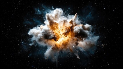 Wall Mural - explosion in space, colorful cloud of smoke, stars. possible use abstract background for science fic