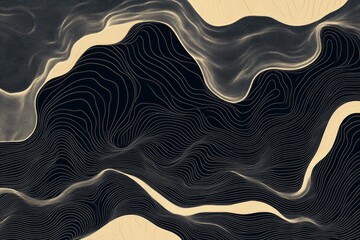 Poster - Intricate lines and curves form a captivating abstract pattern in a monochromatic landscape design