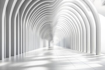 Poster - Elegant architectural corridor with curved arches in a brightly lit contemporary space