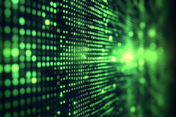 Poster - Digital matrix of green pixels creating a mesmerizing pattern in a tech-inspired environment