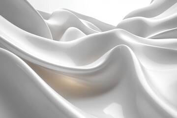 Poster - Waves of smooth white fabric create a serene abstract landscape with soft folds and gentle curves in bright light