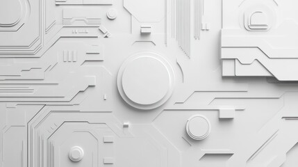 Poster - Abstract white technological circuit board design.