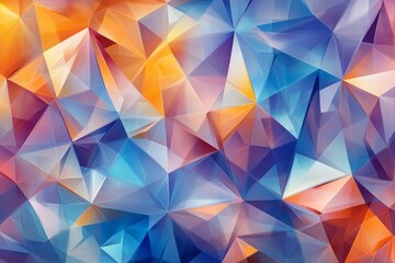 Aufkleber - Vibrant geometric pattern in shades of blue, orange, and purple creating an abstract design
