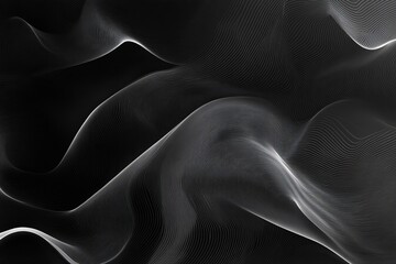 Poster - Abstract black and white waves create a captivating visual experience in a modern design