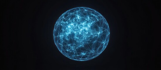 Poster - Abstract Blue Sphere with Glowing Network Connection on Dark Background